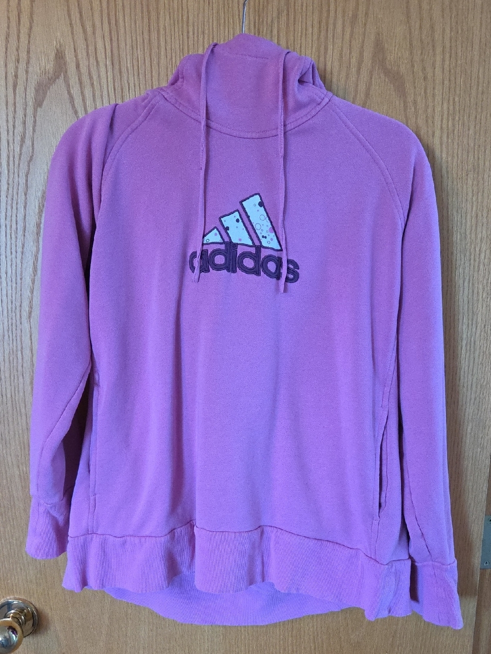 adidas Womens Pink Pullover Hoodie with Logo